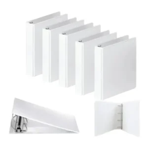 Hyggelife File Folder,4 Ring Binders, A4 Size, 500 Sheets, 80 GSM, White, with Replaceable Spine Labels (Classic, 5, Piece)
