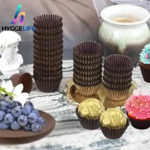 Hyggelife® Cupcake Liners, 1000pcs Paper Muffin Cases Odorless Greaseproof Small Baking Cups Baking Wrappers for Cake Balls Pastry Cookies Dessert, White and Brown