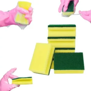 Hyggelife®Premium Quality Sponge Scrub, Value Pack of 6 Sponges, For Dishes and Sink Cleaning, Yellow and Green 14x7 cm